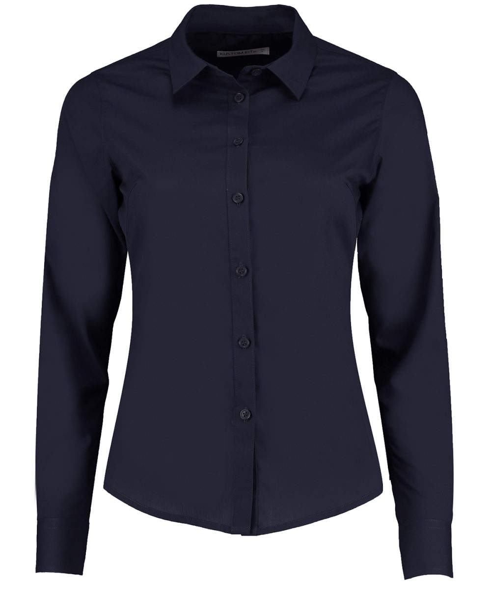 Dark Navy Women's poplin shirt long sleeve