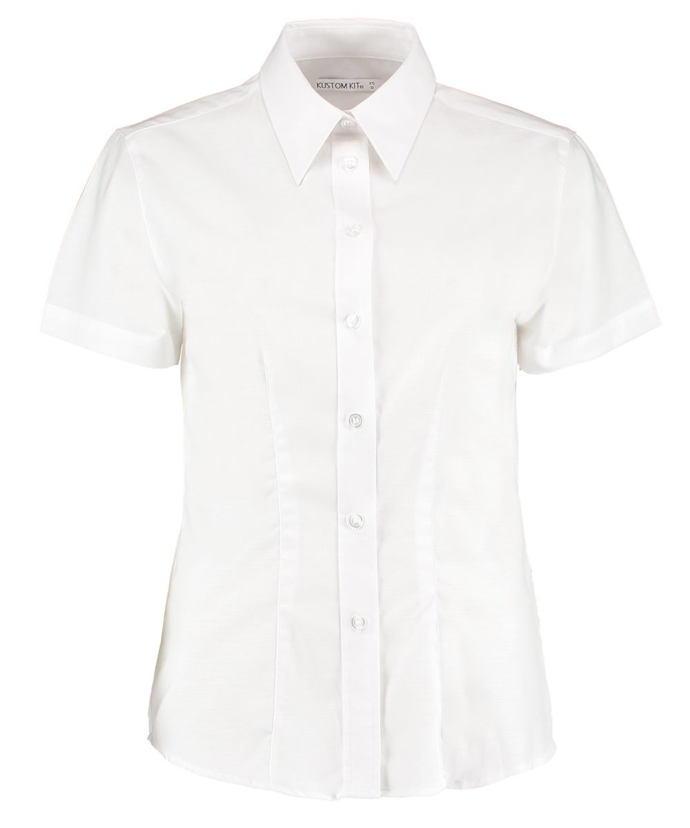 White* Women's workplace Oxford blouse short-sleeved (tailored fit)