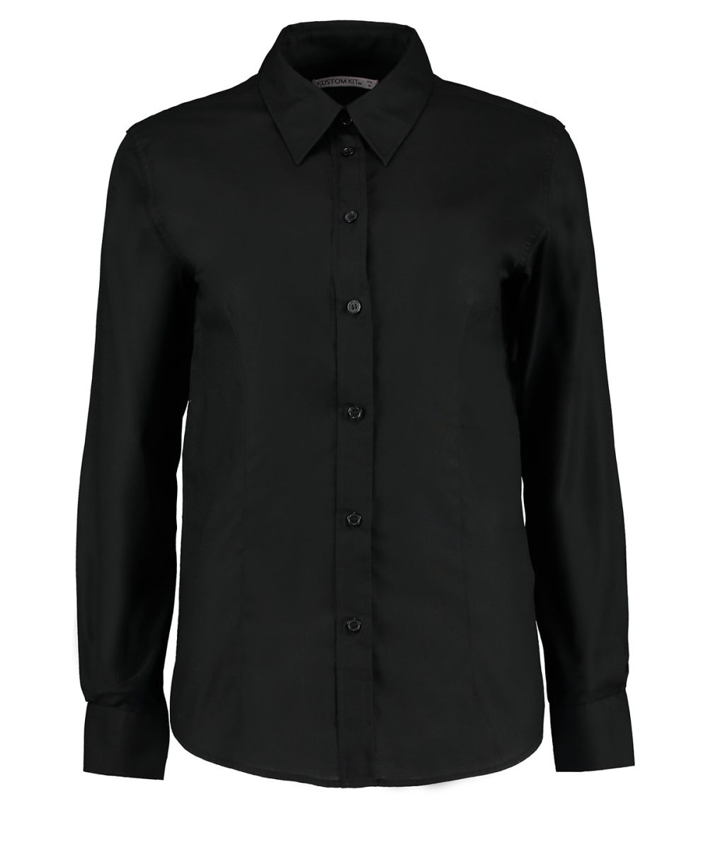 Black Women's workplace Oxford blouse long-sleeved (tailored fit)