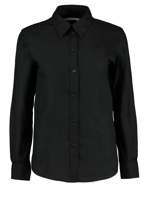 Black Women's workplace Oxford blouse long-sleeved (tailored fit)