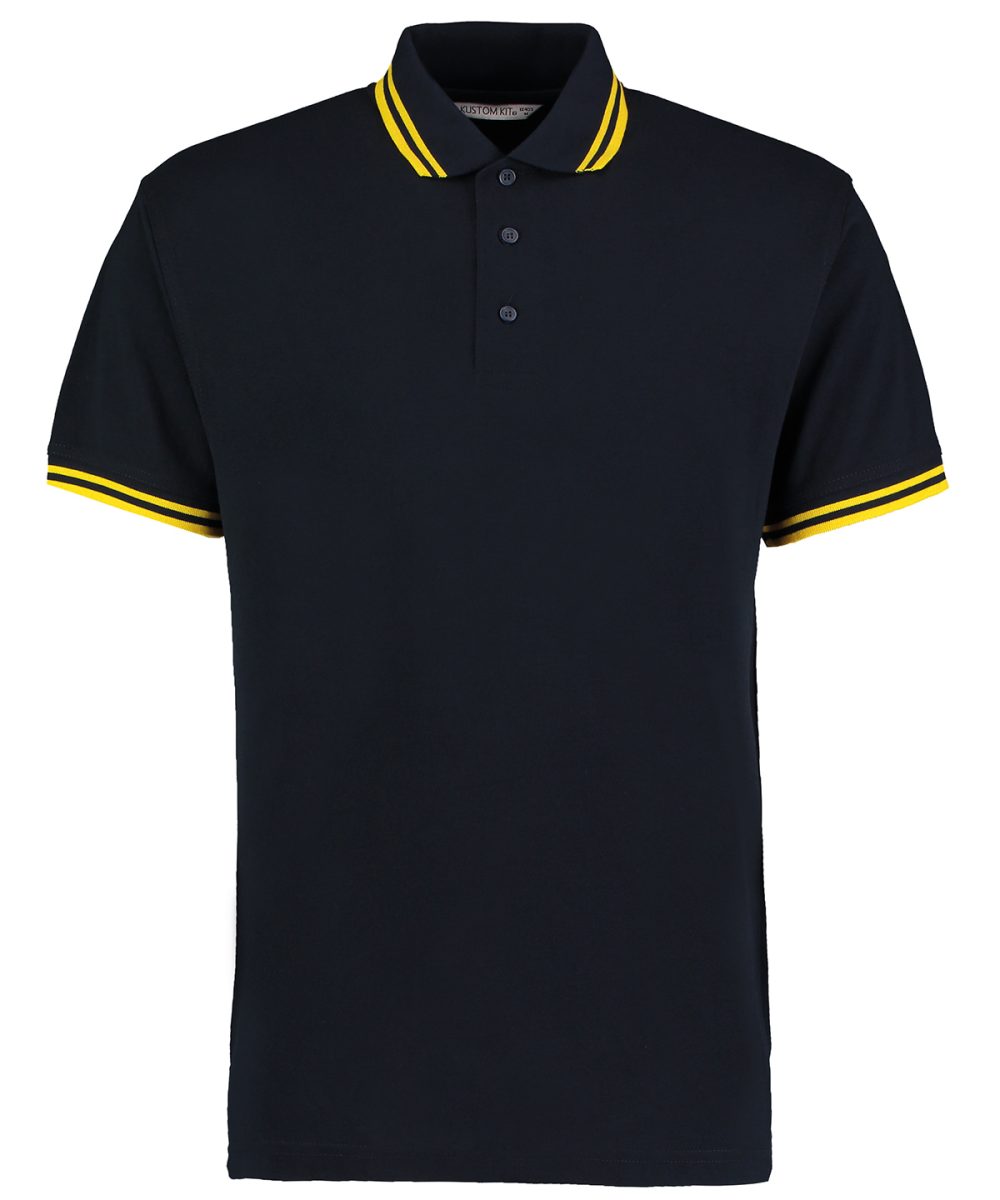 Navy/Yellow Tipped collar polo (classic fit)