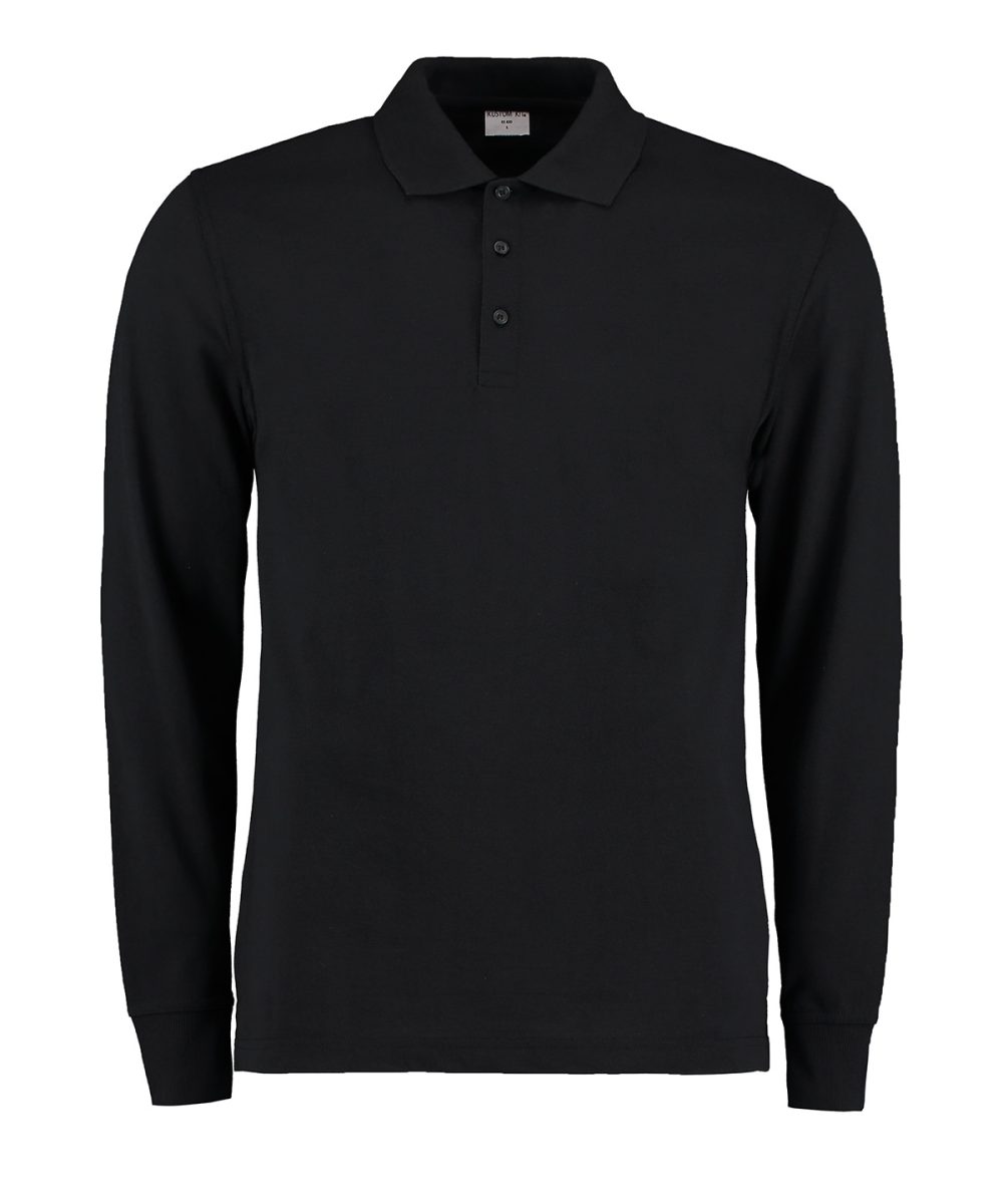 Black Piqué polo long-sleeved (classic fit)