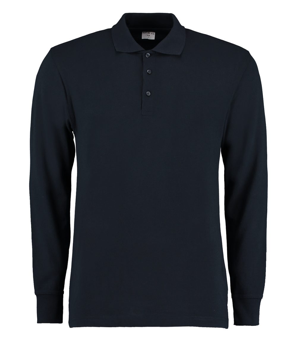 Navy Piqué polo long-sleeved (classic fit)