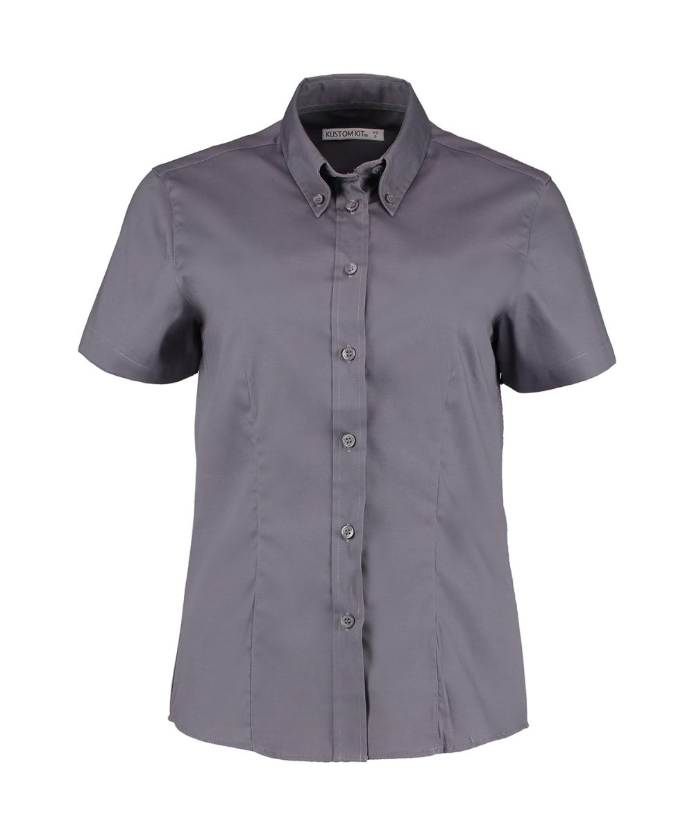 Charcoal Women's corporate Oxford blouse short-sleeved (tailored fit)