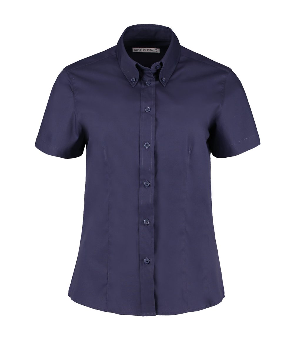 Midnight Navy Women's corporate Oxford blouse short-sleeved (tailored fit)