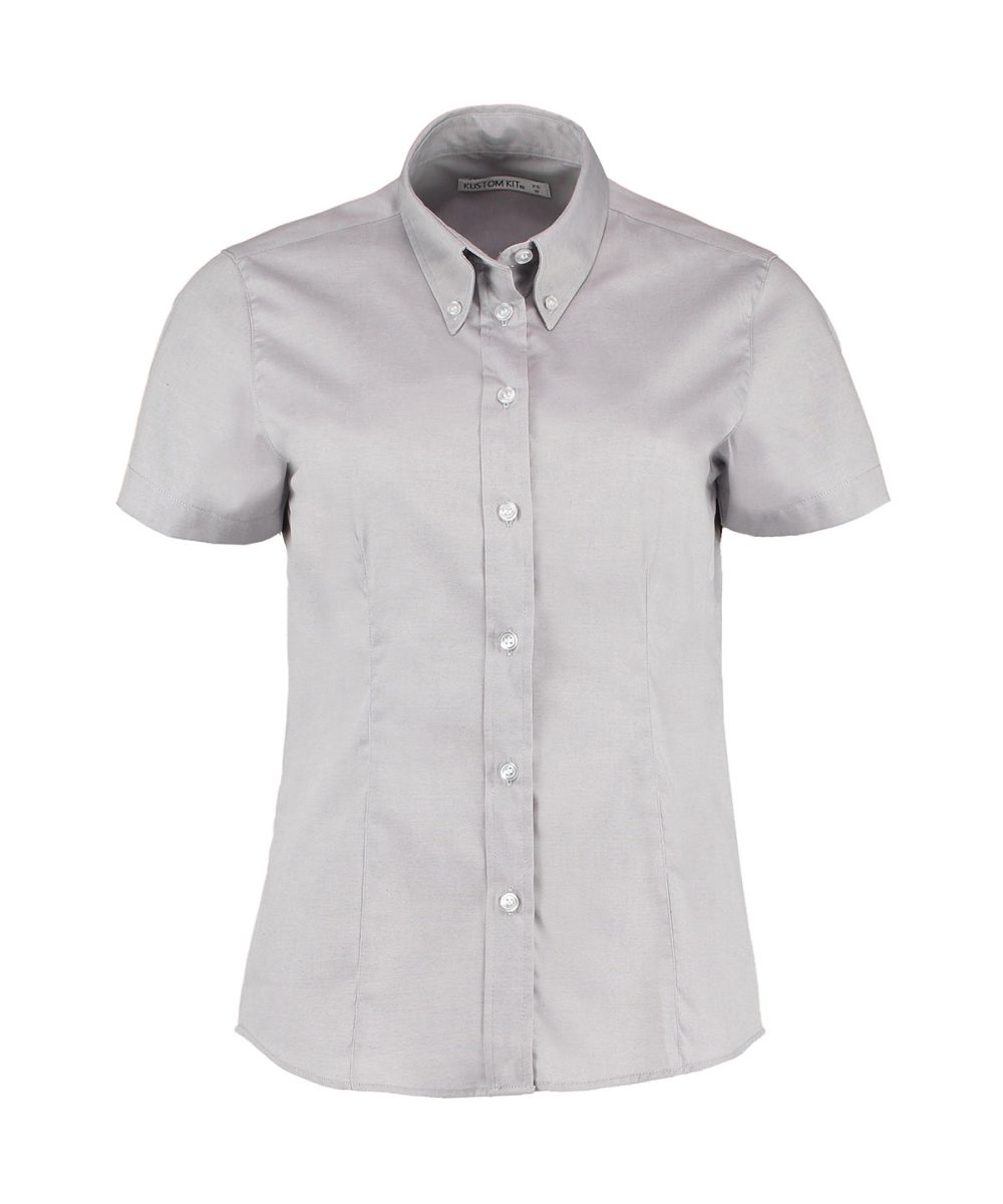 Silver Grey Women's corporate Oxford blouse short-sleeved (tailored fit)