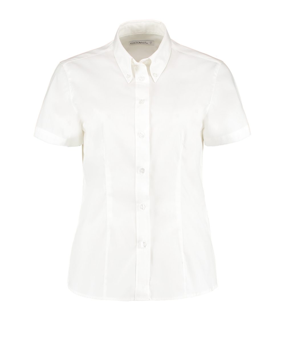 White* Women's corporate Oxford blouse short-sleeved (tailored fit)