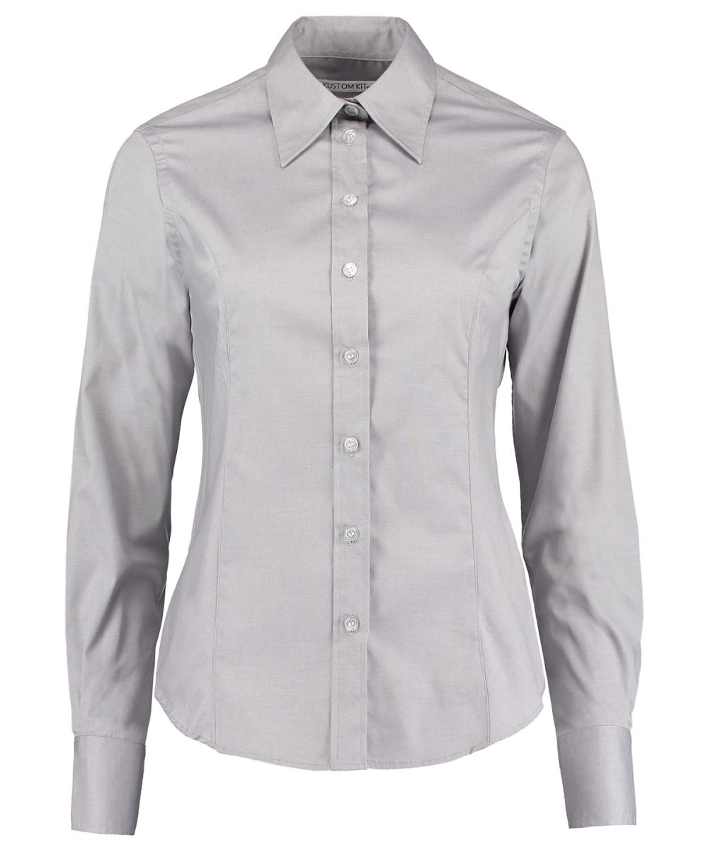 Silver Grey Women's corporate Oxford blouse long-sleeved (tailored fit)