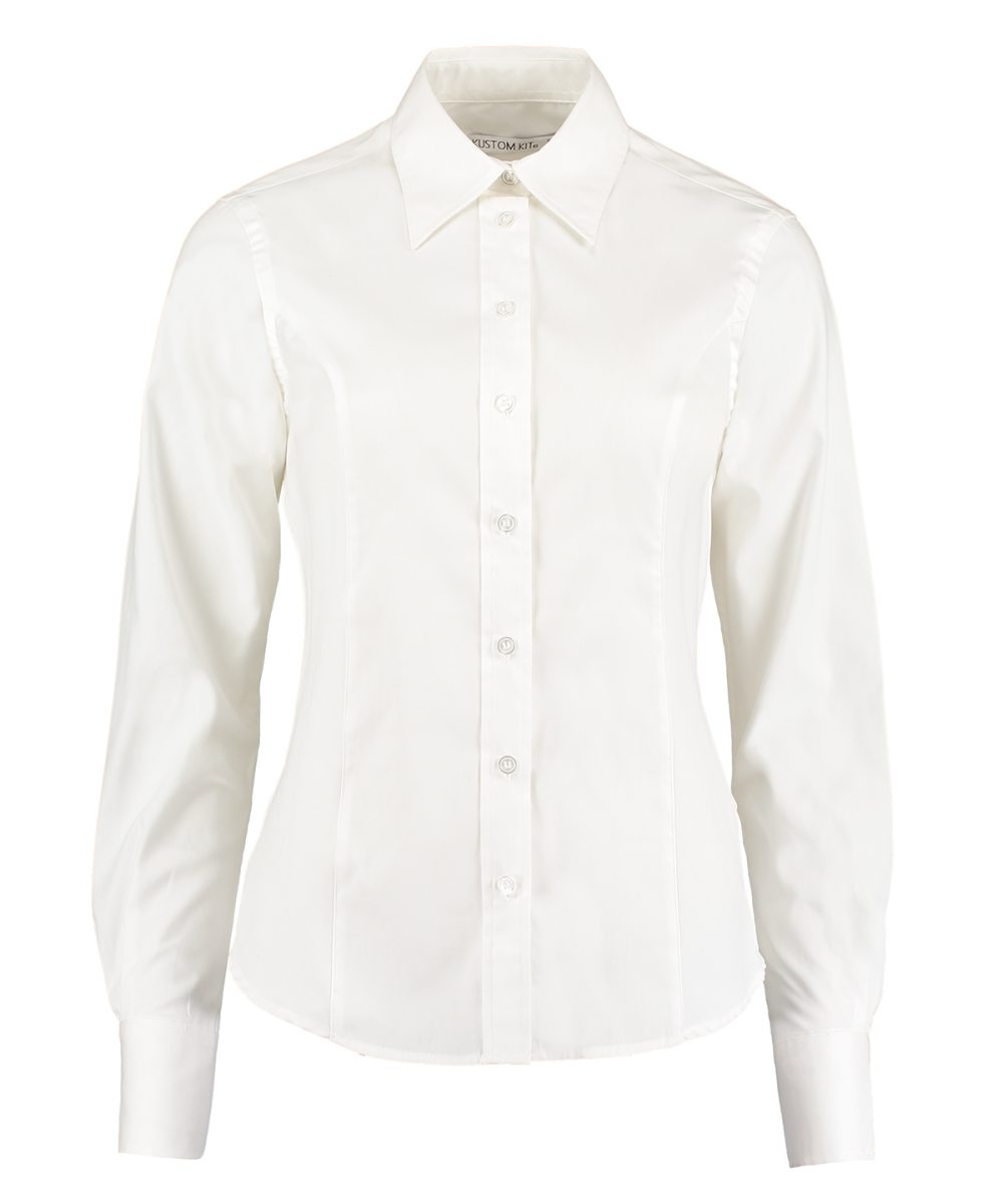 White* Women's corporate Oxford blouse long-sleeved (tailored fit)