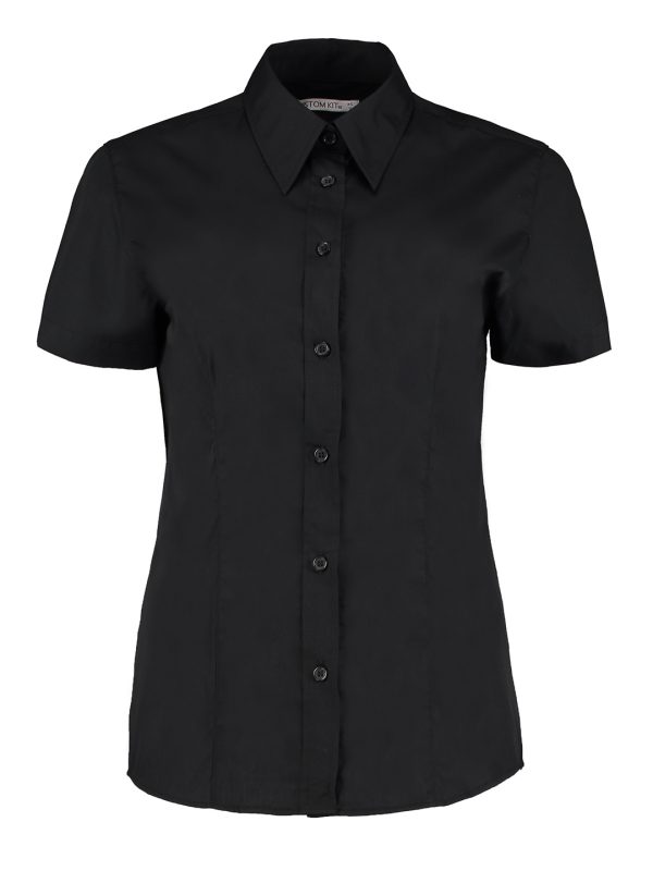 Black Women's workforce blouse short-sleeved (classic fit)