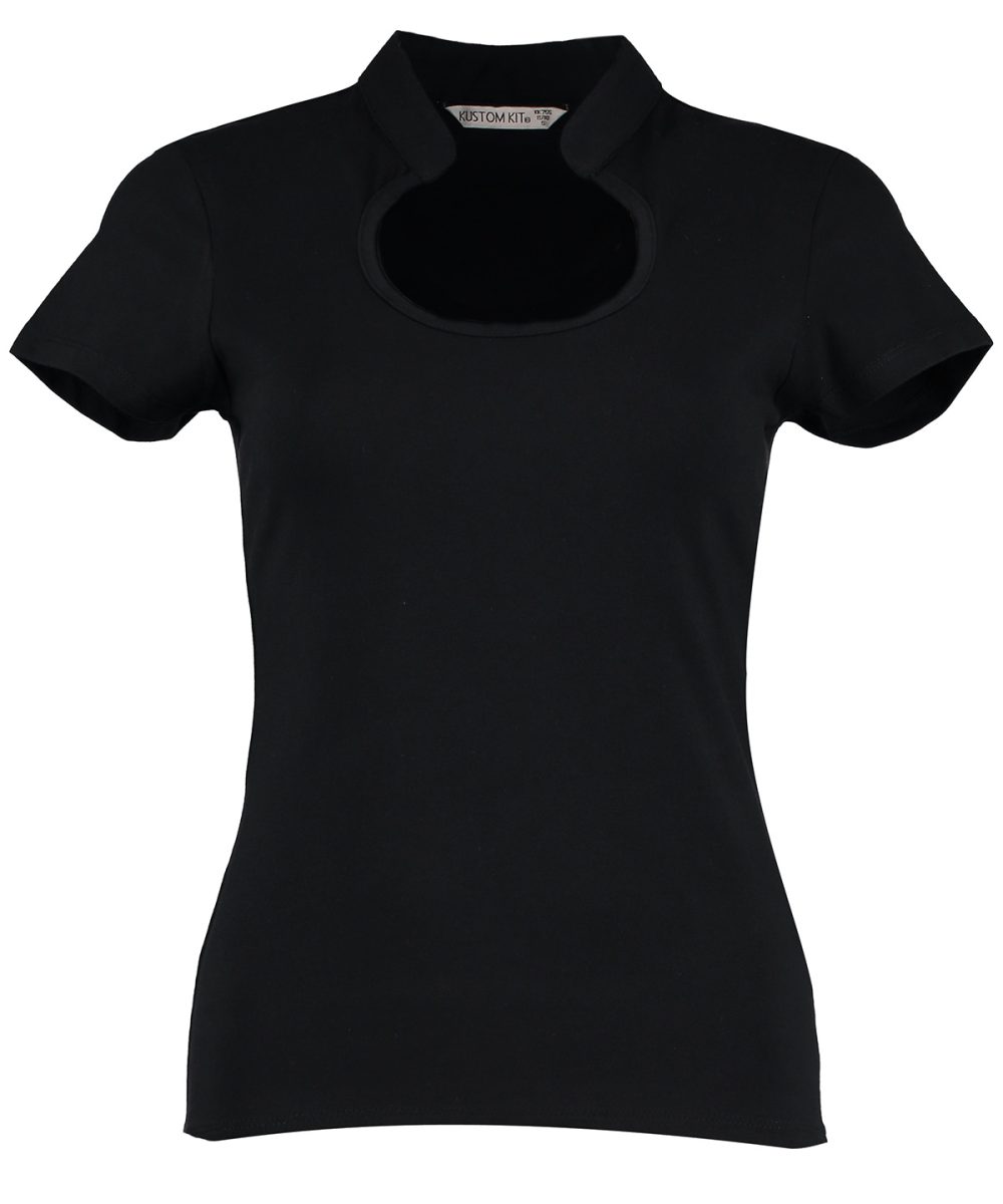 Black Women's corporate top keyhole neck (regular fit)