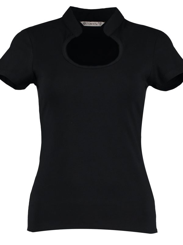 Black Women's corporate top keyhole neck (regular fit)