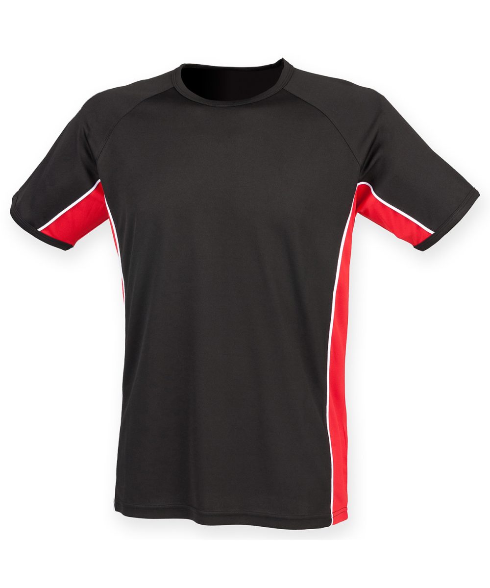 Black/Red/White Performance panel t-shirt