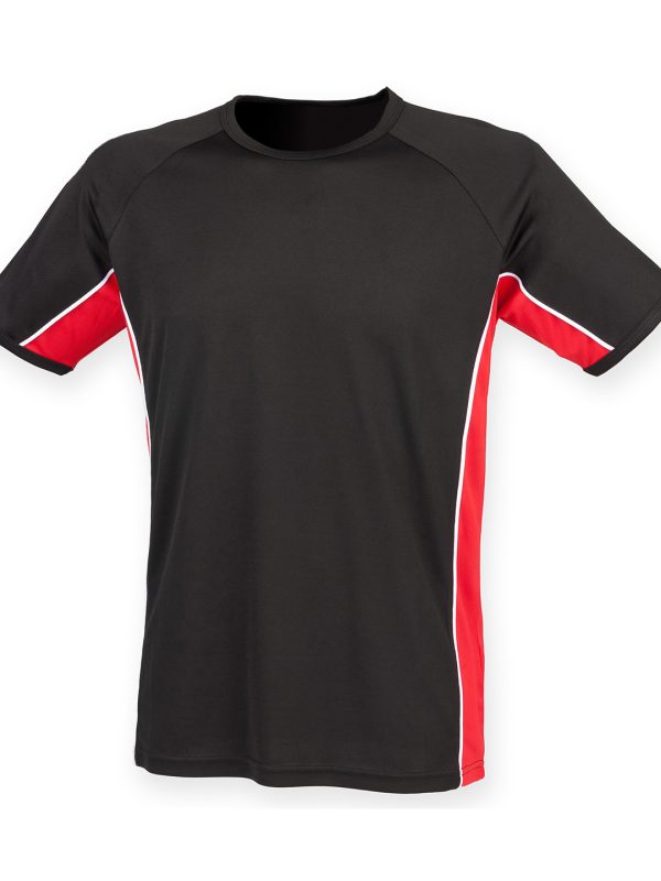 Black/Red/White Performance panel t-shirt