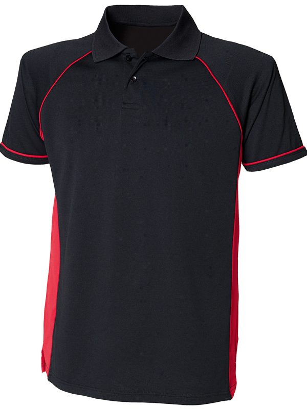 Black/Red/Red Panel performance polo