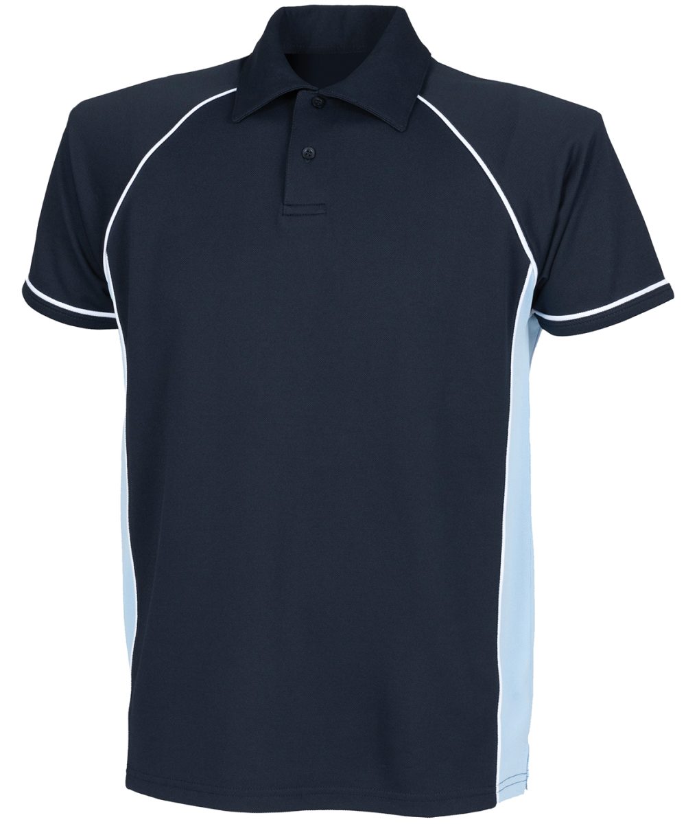 Navy/Sky/White Kids piped performance polo