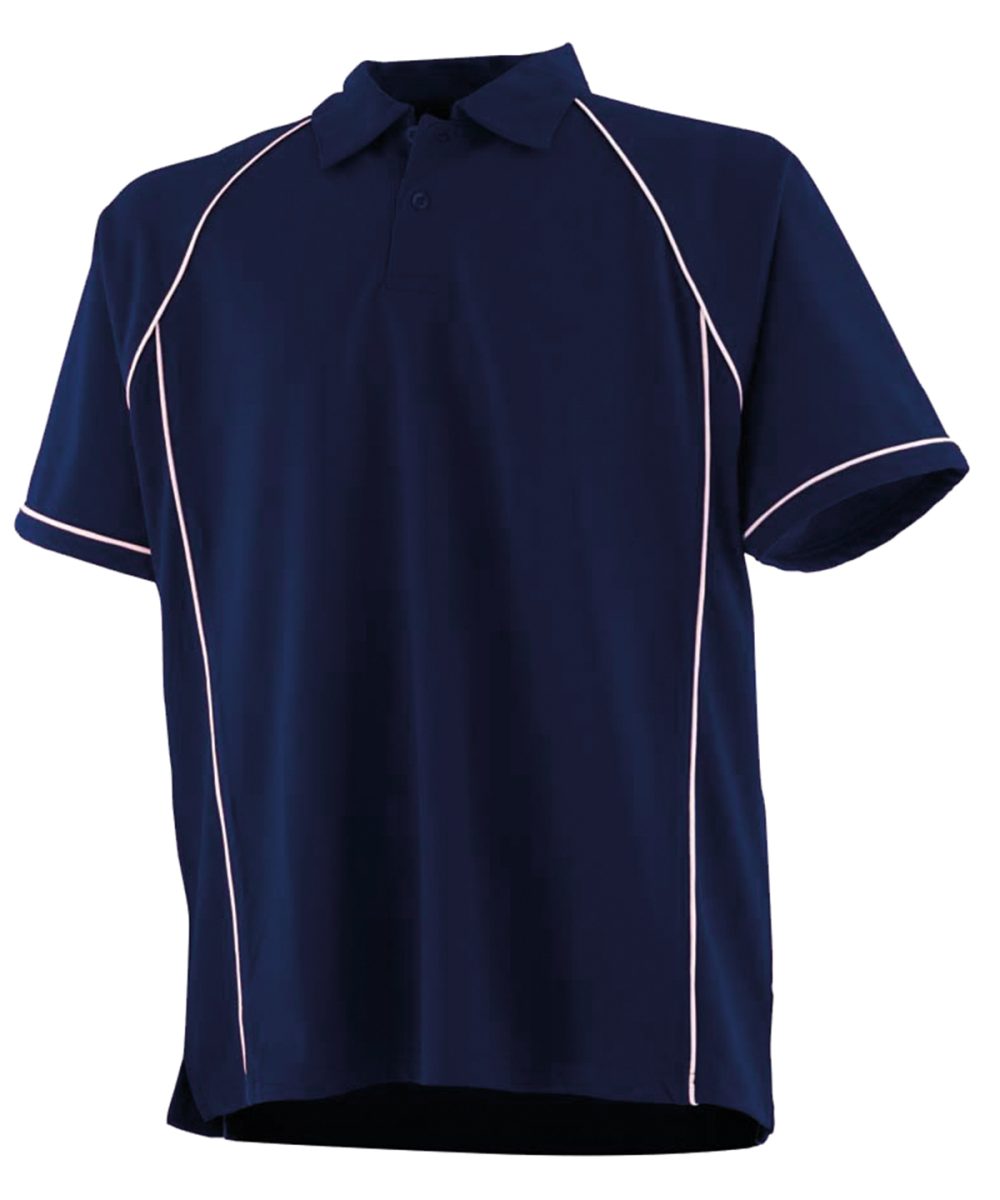 Navy/White† Kids piped performance polo