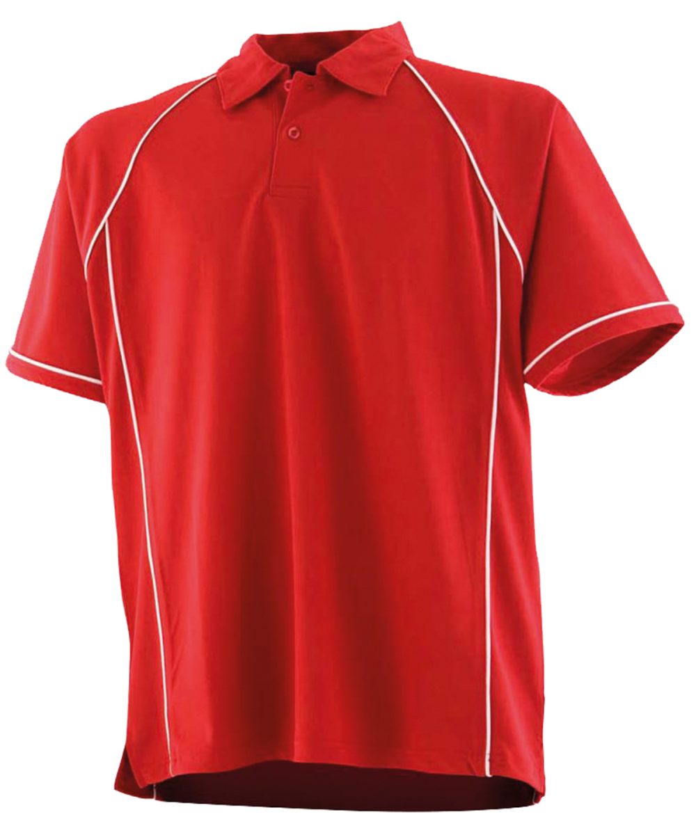 Red/White Kids piped performance polo