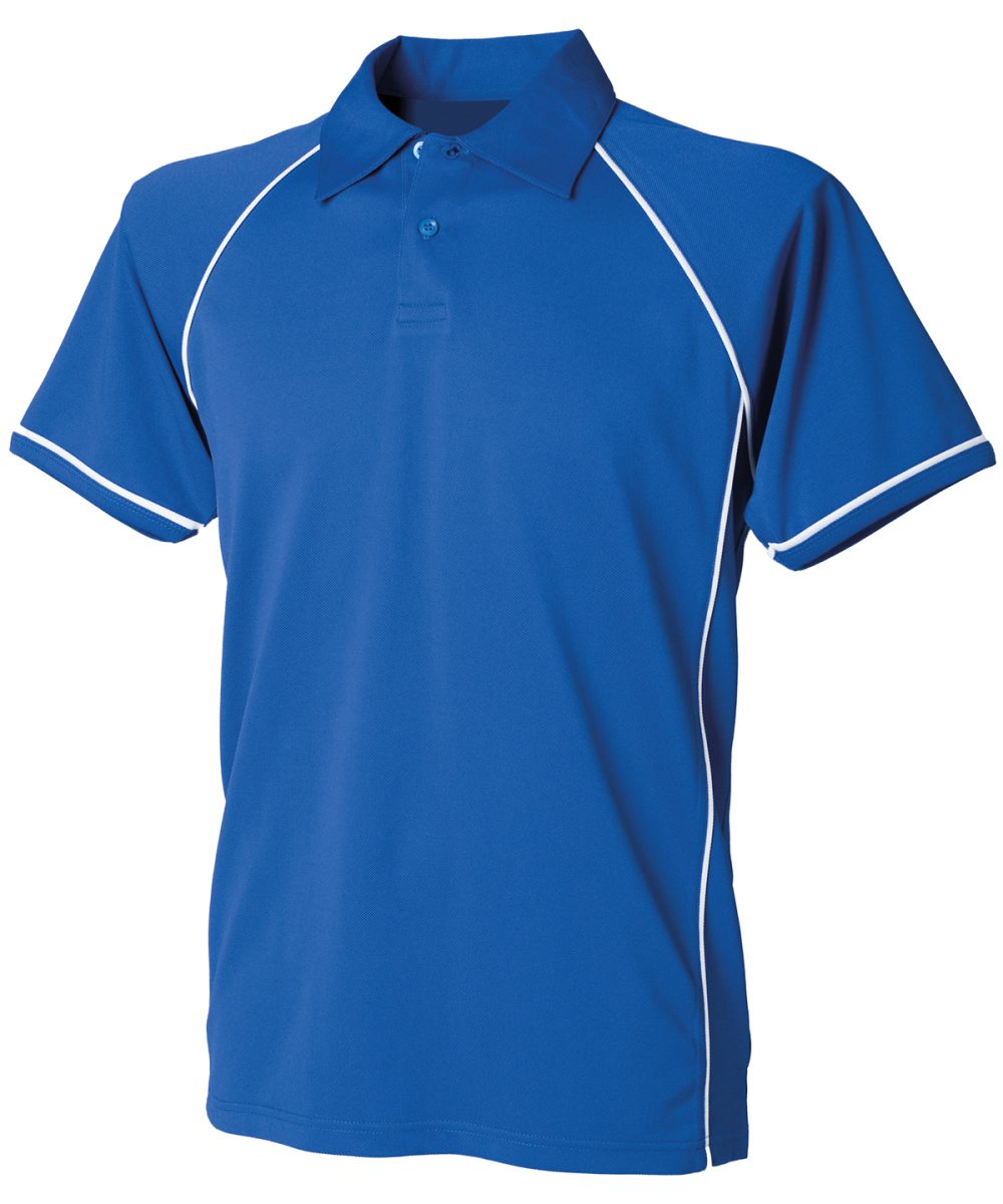 Royal/White Kids piped performance polo