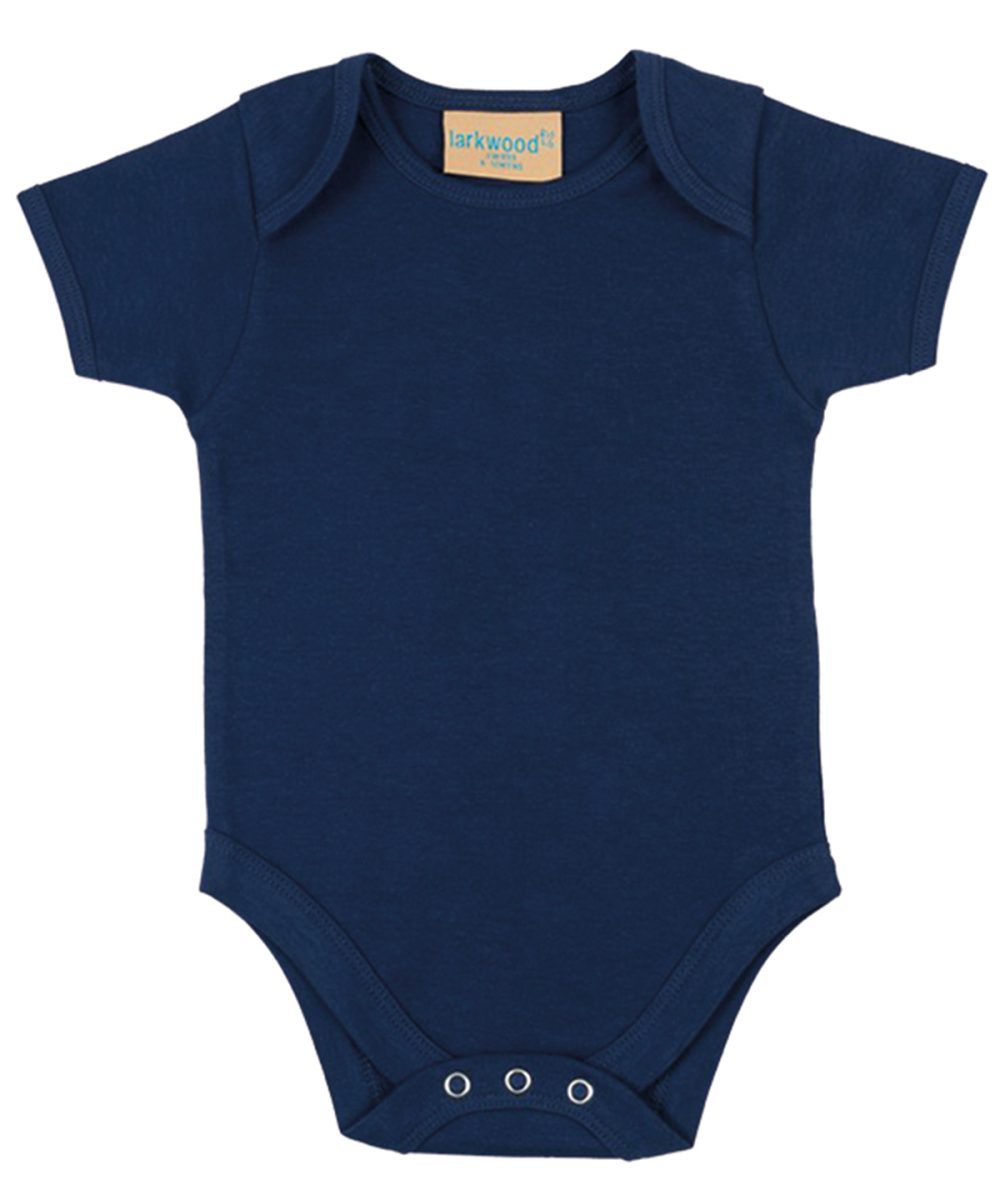 Navy Short-sleeved bodysuit with envelope neck opening