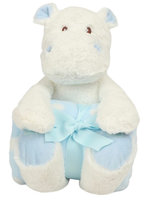 White/Blue Hippo with blanket