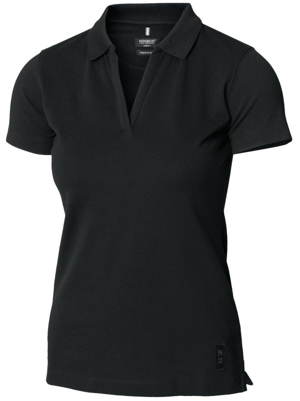 Black Women’s Harvard v-neck – stretch deluxe polo