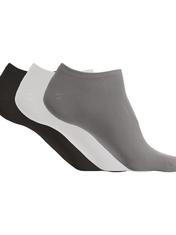 Storm Grey/White/Black Microfibre sneaker socks (3 pairs per pack)