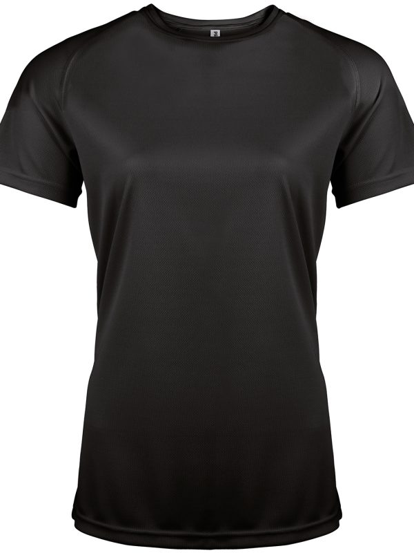 Black Ladies' short-sleeved sports T-shirt