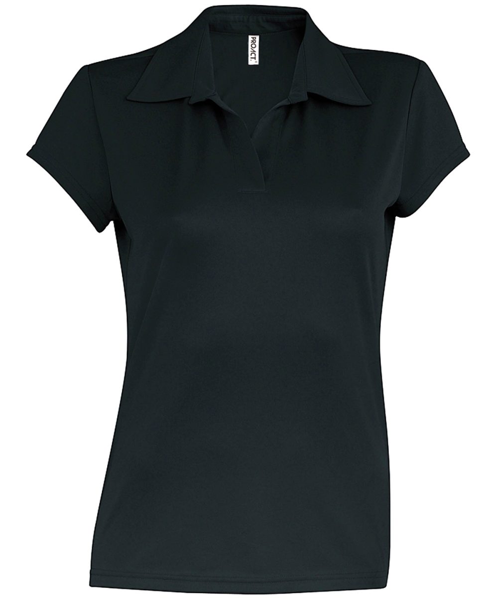 Black Ladies' short-sleeved polo shirt