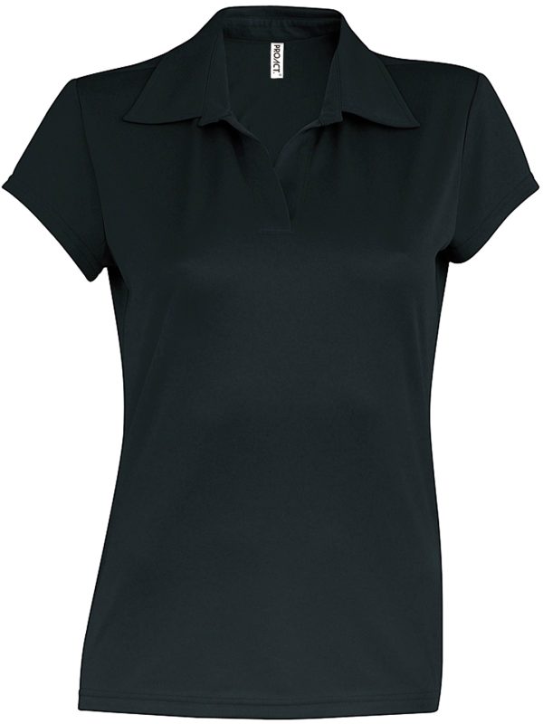 Black Ladies' short-sleeved polo shirt