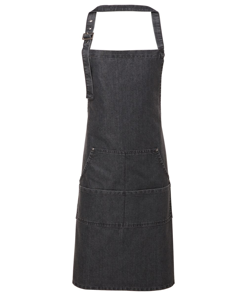 Black Denim Jeans stitch bib apron