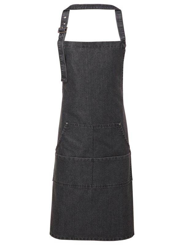 Black Denim Jeans stitch bib apron