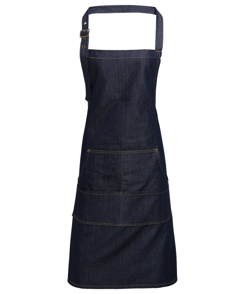 Indigo Denim Jeans stitch bib apron