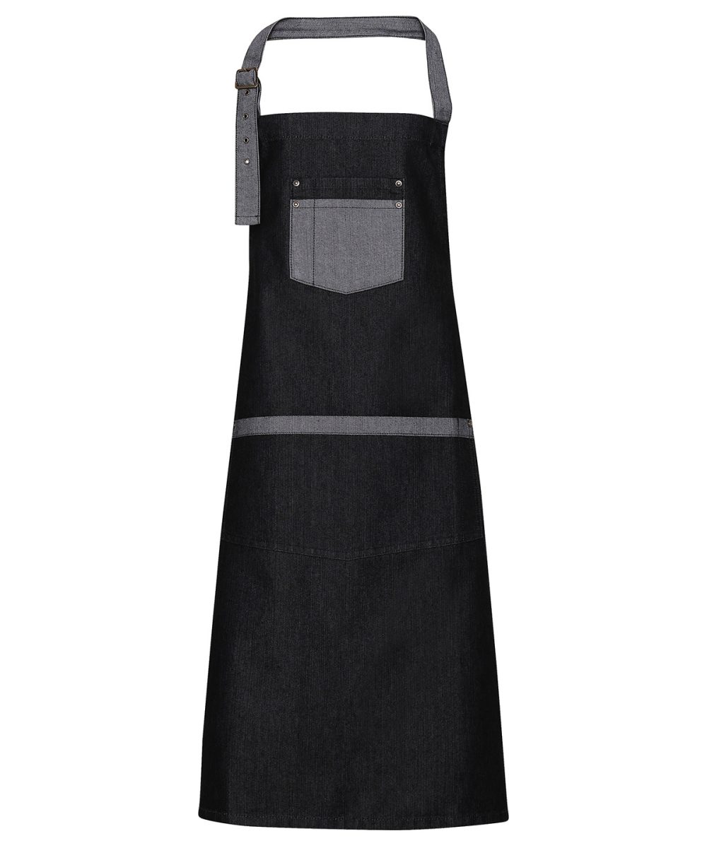 Black Denim Domain contrast denim bib apron