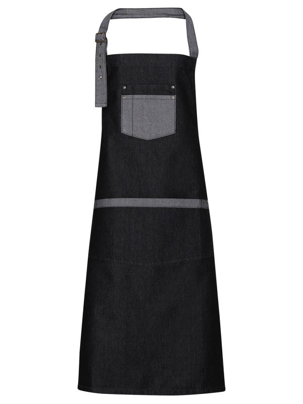 Black Denim Domain contrast denim bib apron