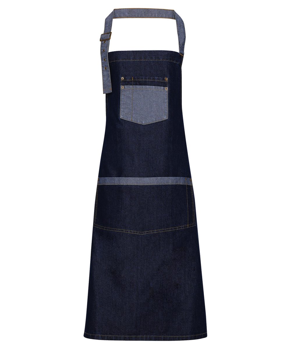 Indigo Denim Domain contrast denim bib apron