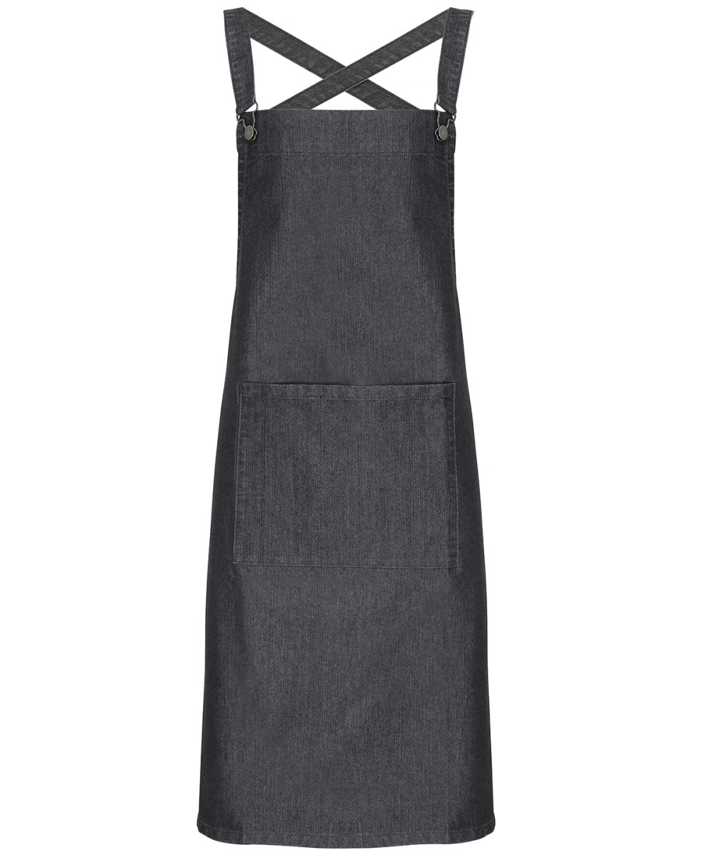 Black Denim Cross back 'barista' bib apron