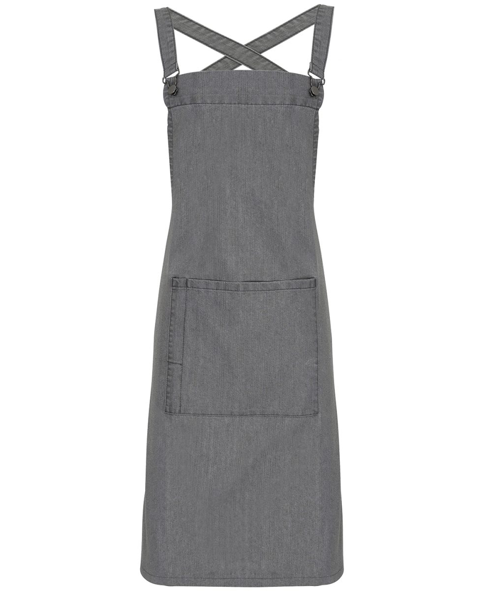 Grey Denim Cross back 'barista' bib apron