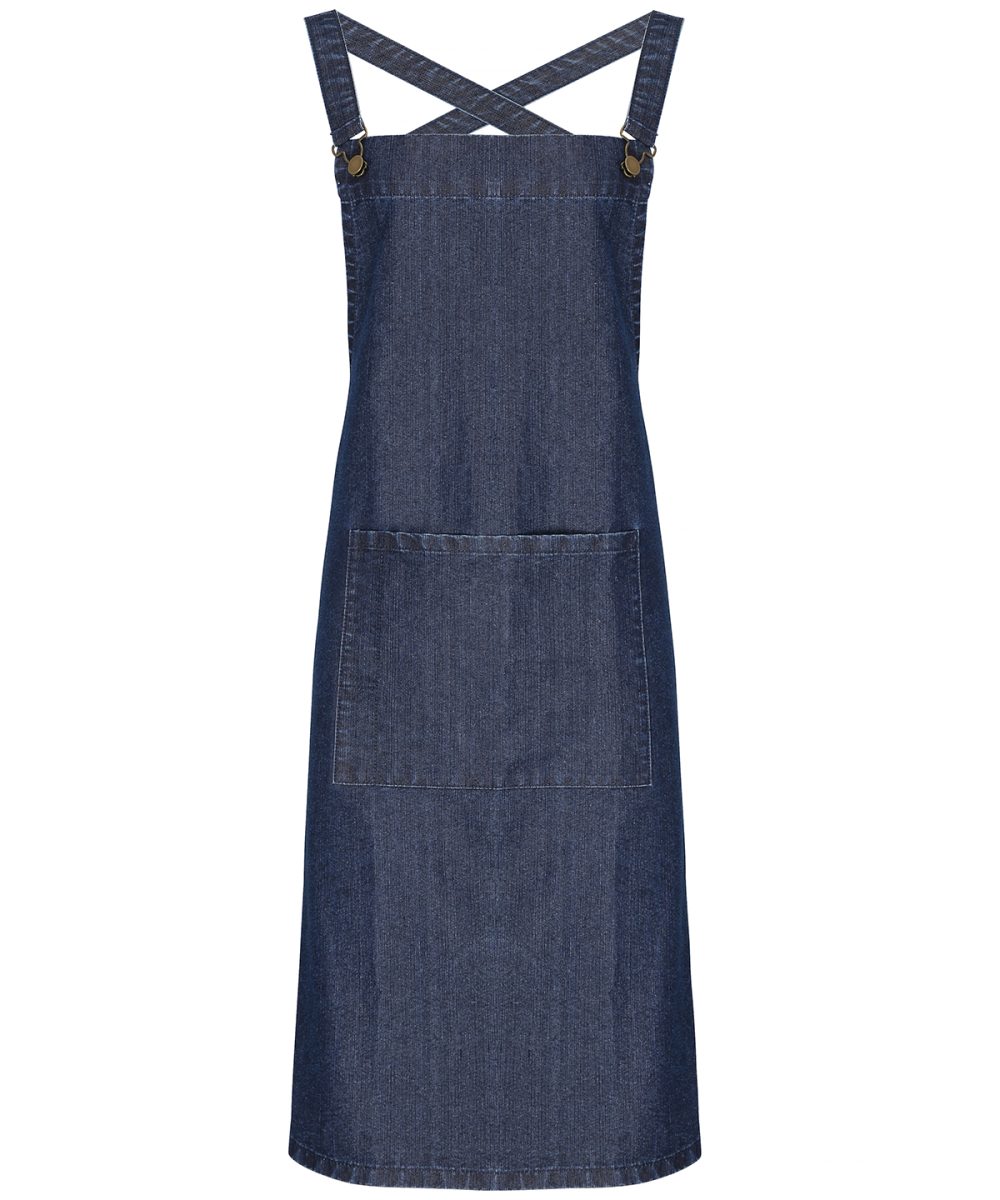 Indigo Denim Cross back 'barista' bib apron