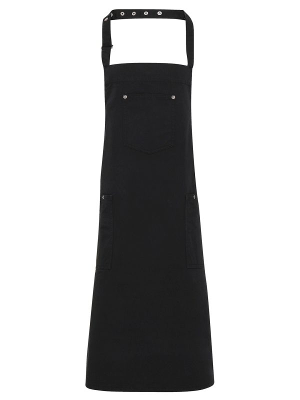 Black Chino cotton bib apron