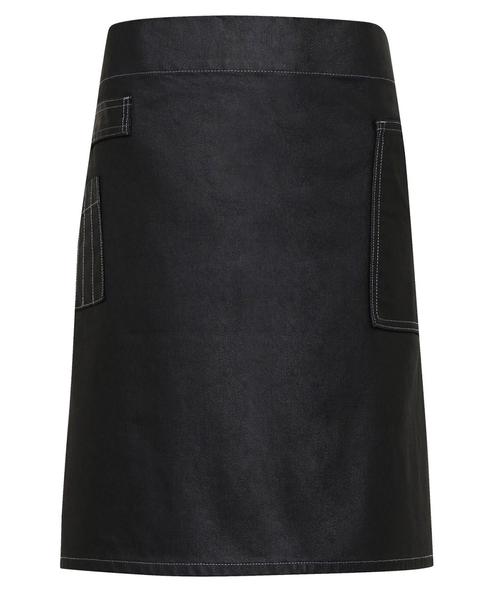 Black Denim Division waxed-look denim waist apron