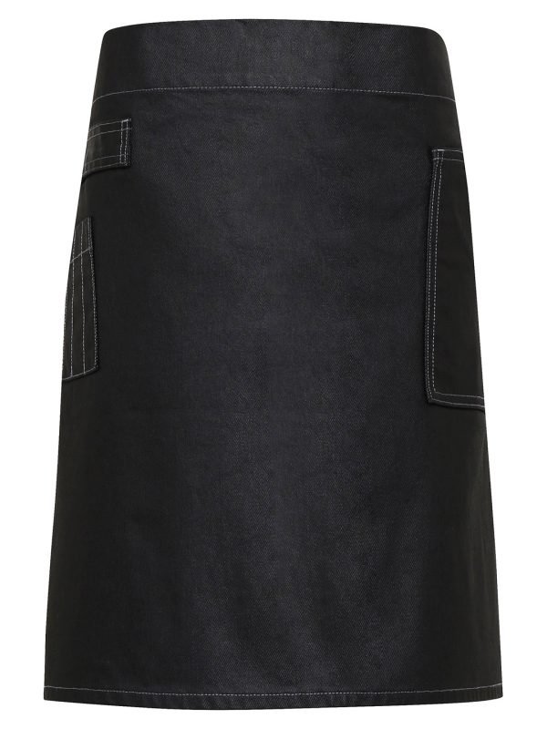 Black Denim Division waxed-look denim waist apron