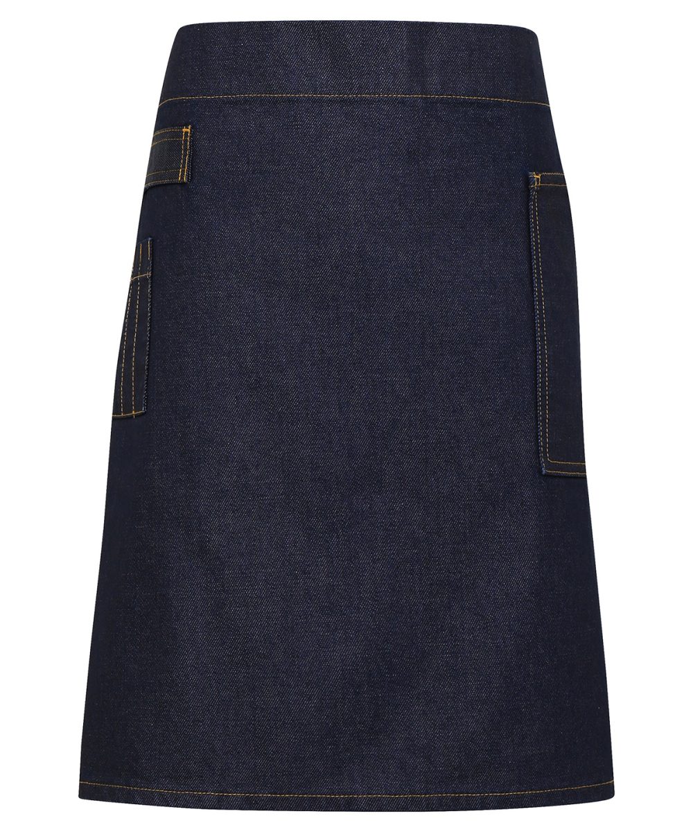 Indigo Denim Division waxed-look denim waist apron