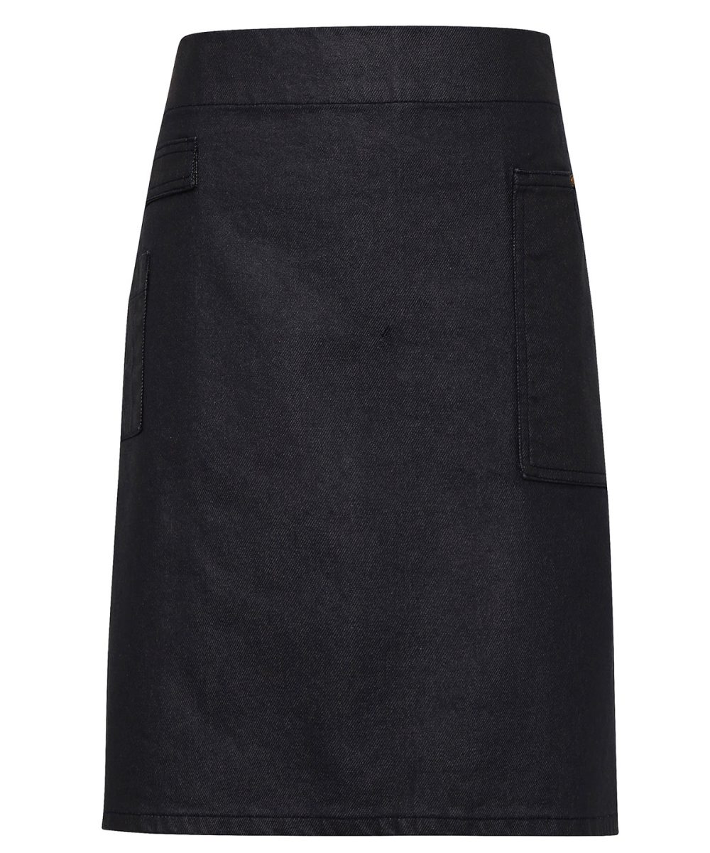 Indigo/Brown Denim Division waxed-look denim waist apron