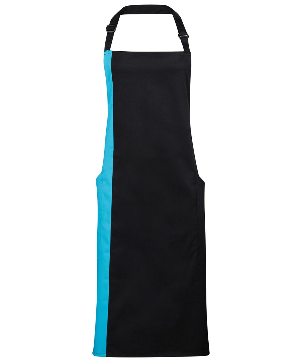 Black/Turquoise Contrast bib apron