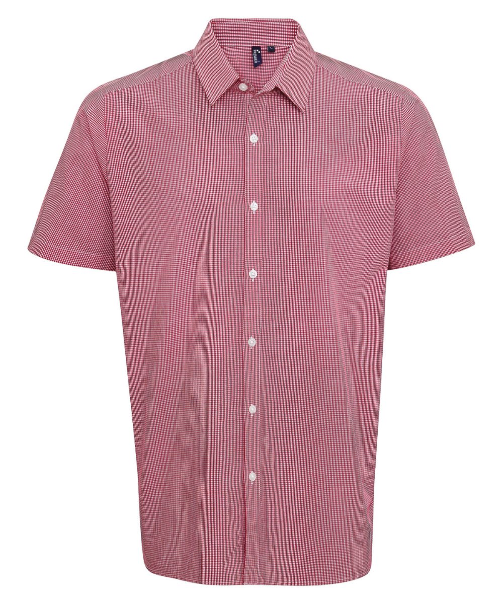 Red/White Microcheck (Gingham) short sleeve cotton shirt