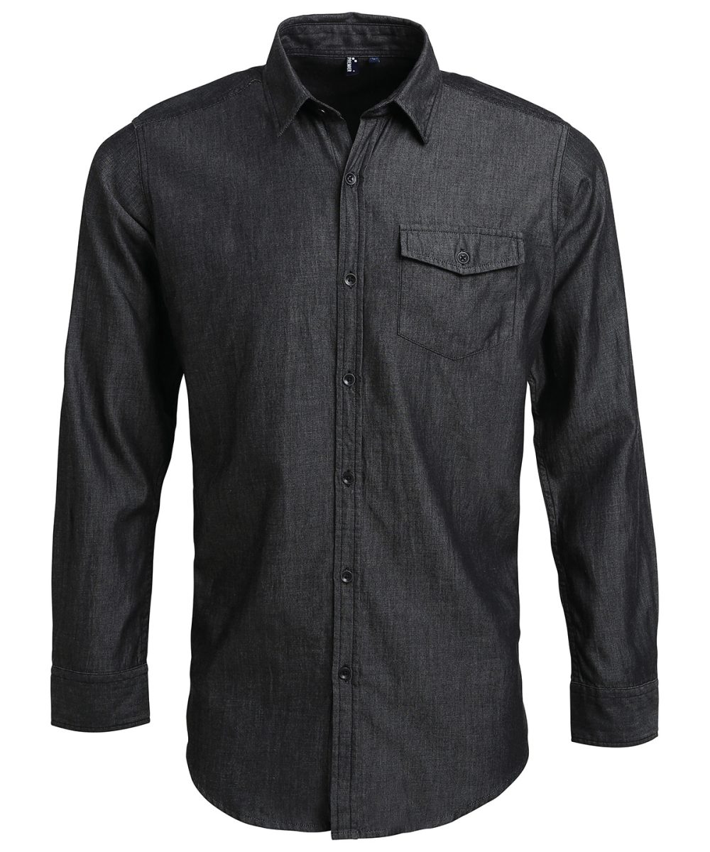 Black Denim Jeans stitch denim shirt