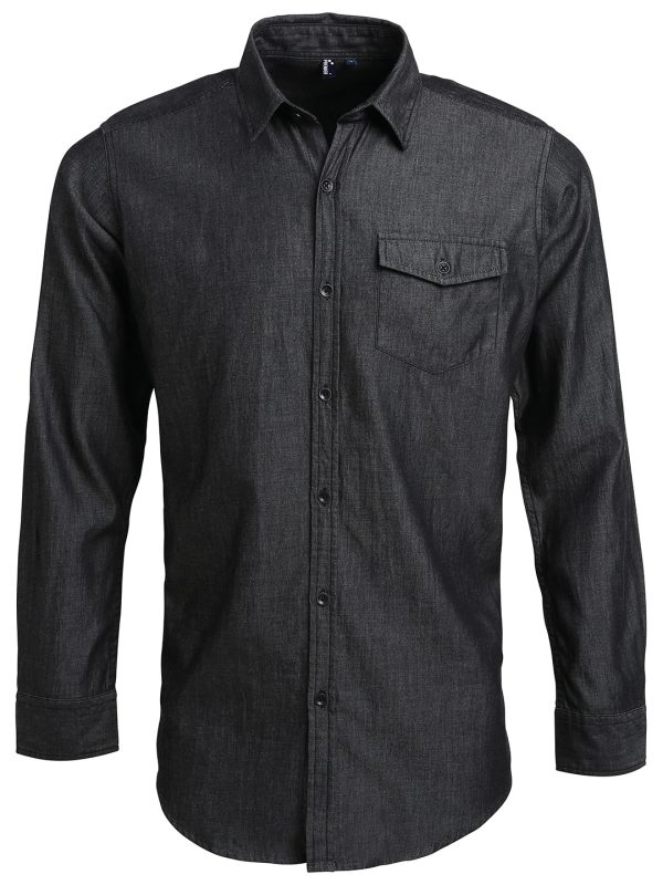 Black Denim Jeans stitch denim shirt