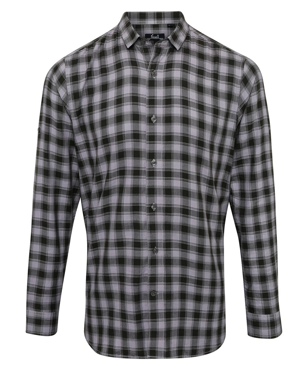 Steel/Black Mulligan check cotton long sleeve shirt