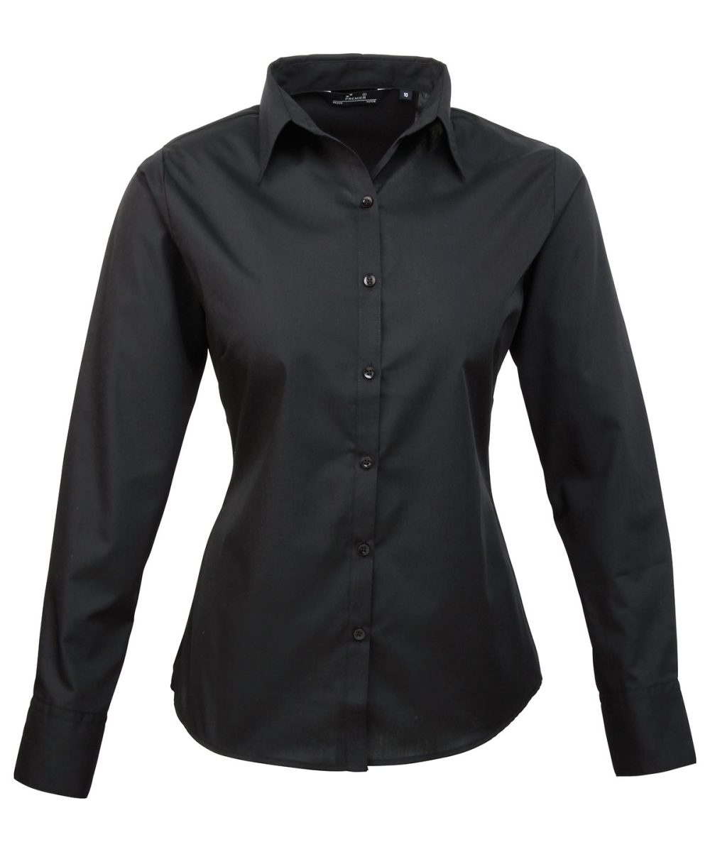 Black Women's poplin long sleeve blouse